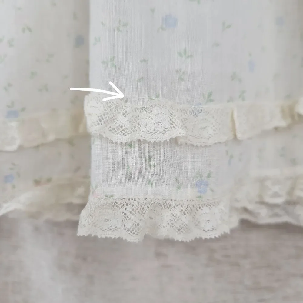 Vintage Infant Cottagecore Nightgown Prarie Smocked Lace Floral